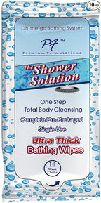 Shower Solution Ultra Thick Rinse Free Bathing Wipes For Post Workouts, Camping, Backpacking, Outdoors and Hiking, Extra Large 1 pack of 10 Wipes