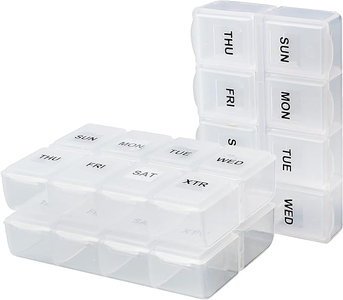 Serfeymi Weekly Pill Organizer 3 Pack Medicine Organizer Travel Pill Box 7 Day Pill Case for Purse Pill Container Pill Holder Daily Pill Boxes Organizer for Medication, Vitamin, Supplement