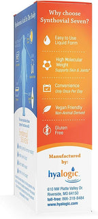 Hyalogic Synthovial Seven Liquid Hyaluronic Acid – Vegan Oral Joint & Skin Supplement, High Molecular Weight, Pure Hydration Support Supplements, 1 oz (2 Pack)