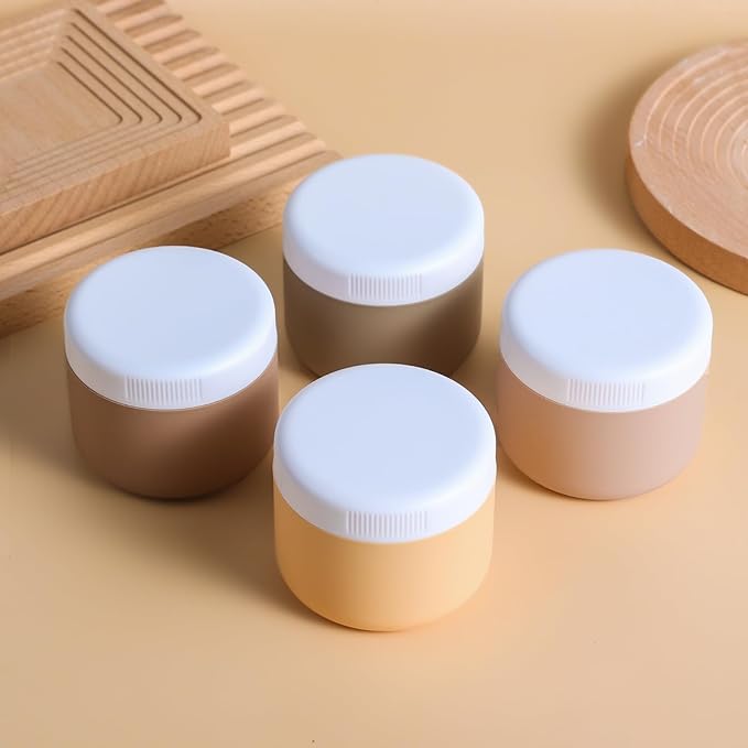 Kuangre Travel Containers for Toiletries, Silicone Cream Jars BPA-Free, Leak-proof 3oz Travel Size Containers, Portable Size Silicone Jars with Lid for Cosmetic Face Hand Body Cream (4 Pack)
