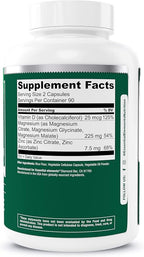 Essential Elements Magnesium Plus Zinc with Vitamin D3 | Scientifically Formulated Heart, Bone & Muscle Support | 225mg Triple-Strength Magnesium Complex with Glycinate, Malate, Citrate | 180 Count