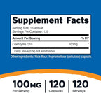Nutricost CoQ10 100mg, 120 Vegetarian Capsules, 120 Servings - High Absorption, Vegetarian, Non-GMO, Coenzyme Q10