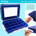 20 Compartment UV Protected Large Cobalt Blue Pill Case with Airtight Seal, Spill Proof, Silicone Gasket Waterproof Med Box with Medication Map, Medical Alert Card (Blue 2 Pack)