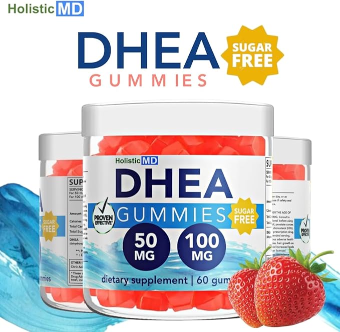 dhea 100mg 50mg dhea Supplement for Women | dhea Supplement for Men | clinically Studied high Absorption | Sugar Free Vegan Strawberry Gummies 60 Days Supply