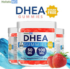 dhea 100mg 50mg dhea Supplement for Women | dhea Supplement for Men | clinically Studied high Absorption | Sugar Free Vegan Strawberry Gummies 60 Days Supply