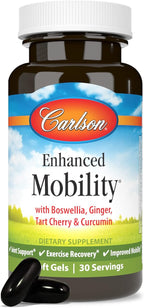 Carlson - Enhanced Mobility, Botanical Joint Support, Boswellia, Tart Cherry, Curcumin, Ginger, 60 Softgels