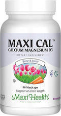 Maxi Health Calcium 1000 mg Supplement with Vitamin D3 (1000 IU) and Magnesium (500 mg) - Bone, Teeth and Joint Support for Men and Women - 90 Capsules