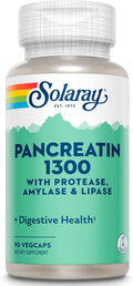 SOLARAY Pancreatin 1300, Pancreatic Digestive Enzymes with Protease, Amylase and Lipase, Plus Papain - Digestion Health Support, Lab Verified, 60 Day Guarantee, 90 Servings, 90 VegCaps