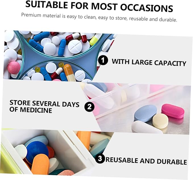 1Pc Mini Portable Medicine Storage Container Travel Case with Compartments Lightweight and Durable for Storing Pills Jewelry and More for Home Office