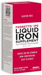 Ferretts IPS Liquid Iron Supplement (40mg Elemental Iron per 15ml) 8 Fl Oz. of Black Cherry Flavored, for Kids & Adults - Gentle & Non-Constipating Yummy Liquid Iron Supplement