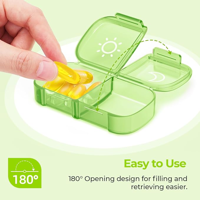 AUVON XL Weekly Pill Organizer 2 Times a Day, AM PM Pill Case with One-Side Large Opening for Easy to Use, Pill Box 7 Day Travel Medication Organizer for Medications, Vitamins, Fish Oils, Supplements