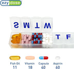 EZY DOSE Weekly (7-Day) Pill Organizer, Vitamin Case and Medicine Box, Clear Lids, 2X-Large