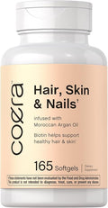 Coera Hair, Skin and Nails Vitamins with Collagen, Biotin & Moroccan Argan Oil | 165 Softgels | Non-GMO & Gluten Free Supplement for Men and Women