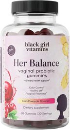 Black Girl Vitamins Her Balance Vaginal Probiotic Gummies – pH Balance & Odor Support, Feminine Health + Urinary Tract Support, 2B CFU Lactobacillus, Vegan, Gluten-Free, Halal (30-Day Supply)