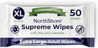 NorthShore Supreme Heavy-Duty Quilted Wipes, X-Large, 9 x 13 in., Pack of 50
