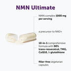 Micro Ingredients NMN Complex 1000mg Per Serving, 120 Veggie Capsules | 10-in-1 with Nicotinamide Mononucleotide, Resveratrol, CoQ10, Quercetin & Glutathione | NAD+ Supplement Precursor | Filler Free