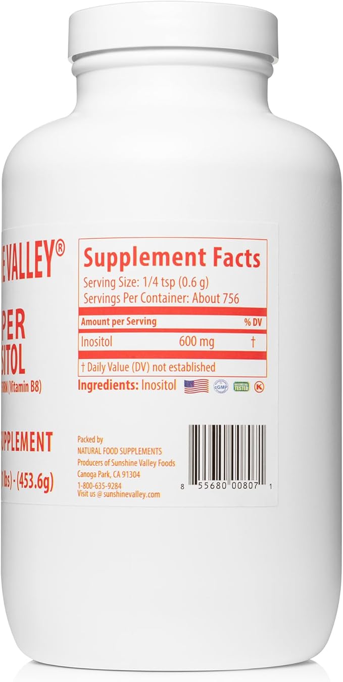 Sunshine Valley® Super Inositol Powder – Dietary Supplement, Wellness & Healthy Lifestyle – Unflavored Powder – 4 oz