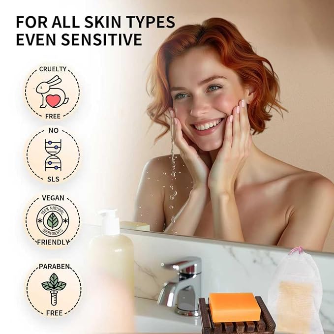 Kojic Acid Soap for Dark Spot Remover Bars with Turmeric, Vitamin C, Retinol, Collagen with Hyaluronic Acid, Vitamin E, Shea Butter, Castile Olive Oil - 3.52 OZ x 2 Bars with Bag