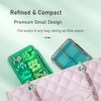 Small Pill Organizer, Waterproof & Portable Pill Case for Daily Travel - Adjustable 4 Compartments Compact Medicine Holder for Vitamins, Pills, Perfect for Purse or Pocket (Green)