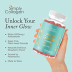 Simply Collagen® Simply Glow Hair, Skin & Nails Gummies – Vegan, Sugar-Free, Gluten-Free – Biotin 5000 mcg – Hair Gummies for Women & Men – 60 Count