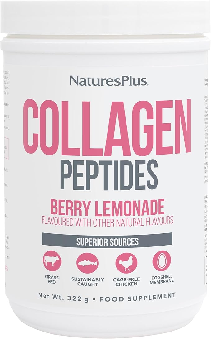 NaturesPlus Collagen Peptides, Berry Lemonade - 0.8 lb Powder - Hair, Skin, Nail & Joint Health, Immune System Support - Non-GMO, Gluten Free - 14 Servings