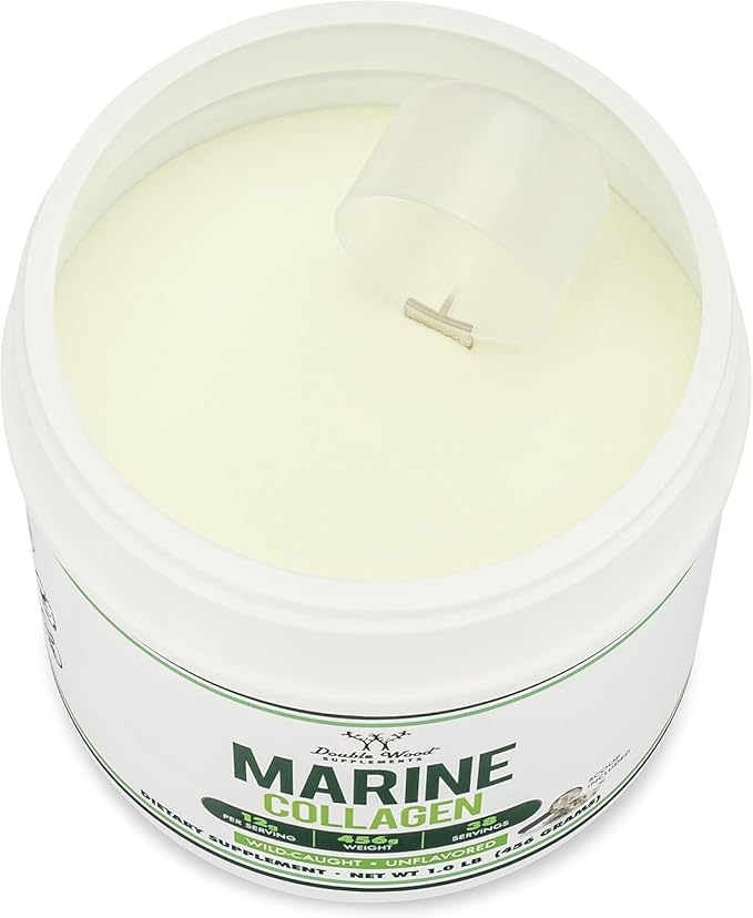 Double Wood Supplements Marine Collagen Powder (1 LB / 16 OZ of Quick Dissolve Marine Collagen Peptides) Wildcaught, Unflavored, Micronized - Scoop Included, No Fillers (38 Servings of 12 Grams Each)