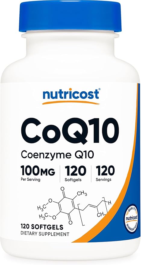 Nutricost CoQ10 Softgels (120 Servings, 100 mg Per Serving) - Better Absorption, Ultra Pure CoQ10 Supplement, Gluten Free and Non-GMO