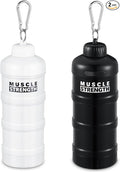 Baderke 2 Pcs Protein Powder Container with Funnels Stand, 3 Stackable Leakproof Protein Powder Dispenser, Portable Keychain Powders Container for Workout, Fitness, Travel(Black and White)
