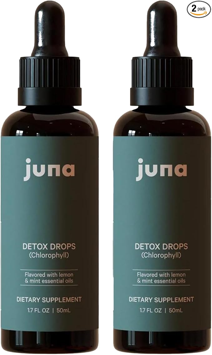 Juna Detox Chlorophyll Drops — Daily Wellness & Detox Support | Lemon Mint Spa Water Taste | Supports Cellular Health, Cleanse, and Internal Freshness | 60mg Chlorophyll per Serving