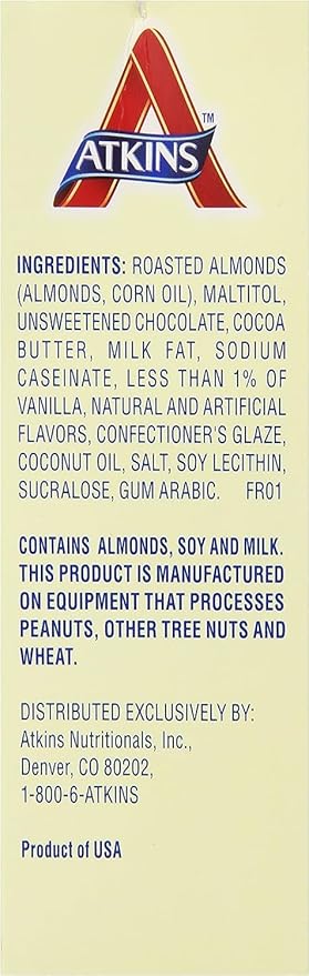 Atkins Endulge Treat Chocolate Covered Almonds. Rich & Crunchy. Keto-Friendly.1 Oz, 5 Count (Pack of 4)