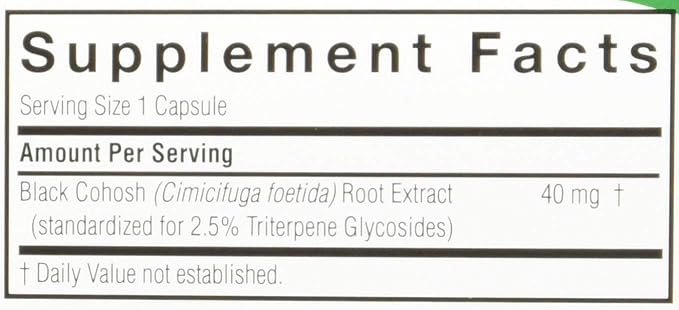 Nature's Answer Black Cohosh Root Vegetarian Capsules, 60-Count