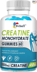 Creatine Gummies Monohydrate Complex 5000mg 60 Count Gummies Taurine + Vitamin B6 for Muscle Strength, Muscle Builder, Energy Boost, Pre Workout (60 Count (Pack of 1))