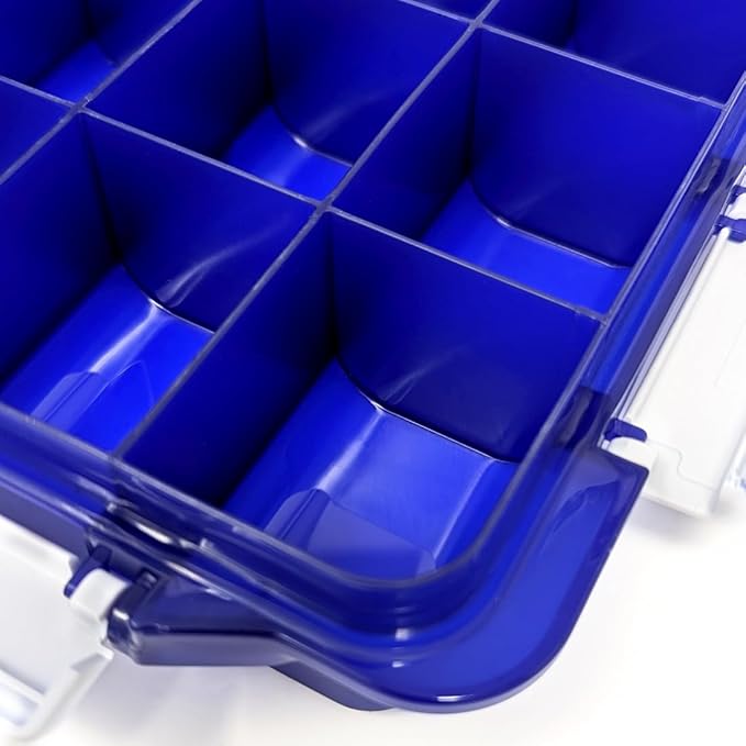 20 Compartment UV Protected Large Cobalt Blue Pill Case with Airtight Seal, Spill Proof, Silicone Gasket Waterproof Med Box with Medication Map, Medical Alert Card (Blue 2 Pack)