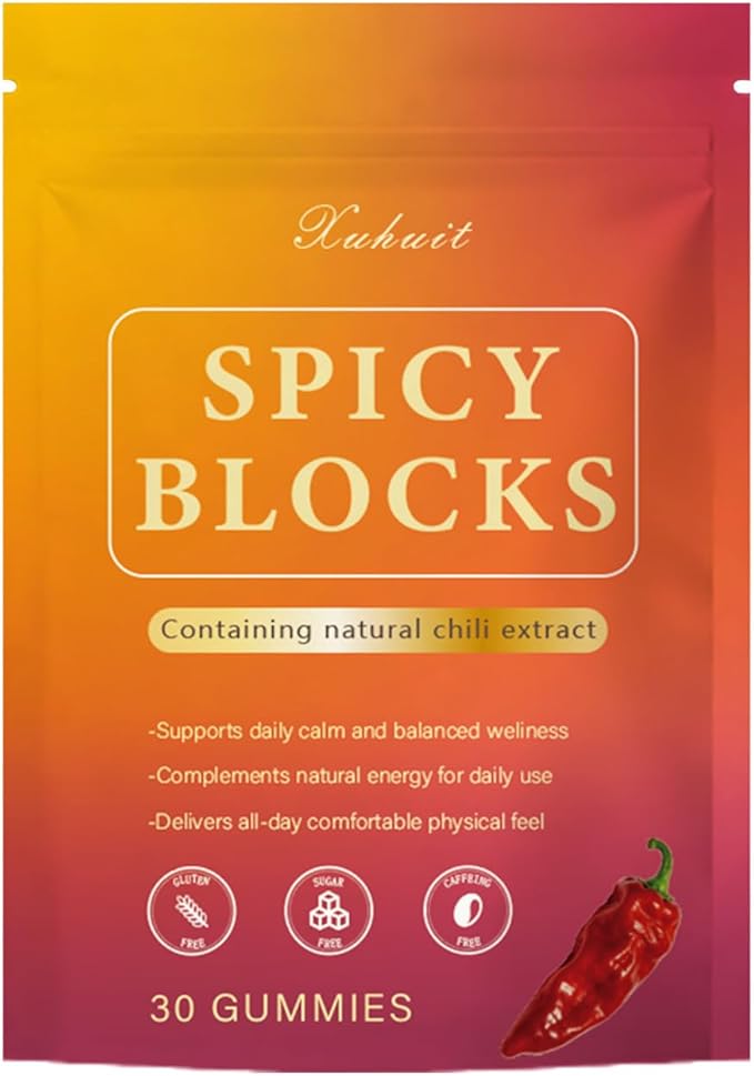 Spicy Blocks for Couples - Peach Flavor Intimacy Gummies, with Maca and Traditional Botanicals, Romantic Mood Enhancer for Women & Men (1)