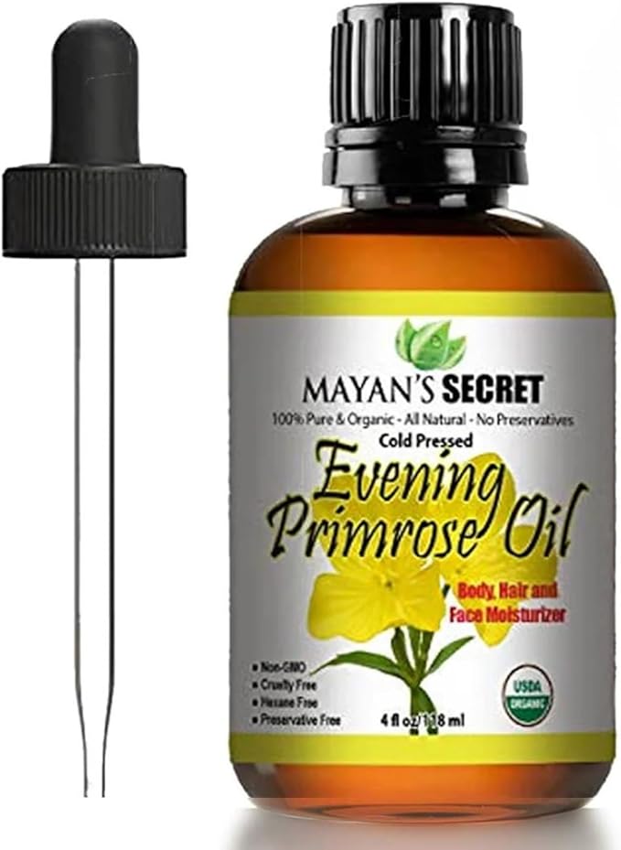 Evening Primrose Oil USDA Certified Organic/Natural/Undiluted/Unrefined/Cold Pressed Carrier Oil. Rejuvenate and moisturize The Skin and Hair