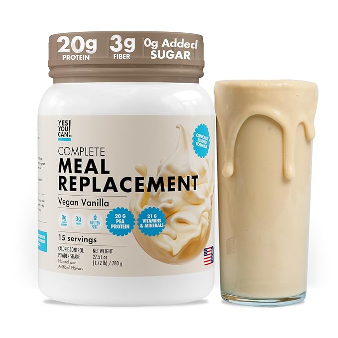 Yes You Can! Complete Meal Replacement - 15 Servings, 20g of Protein, 0g Added Sugars, 21 Vitamins and Minerals - All-in-One Nutritious Meal Replacement Shake (Vanilla)