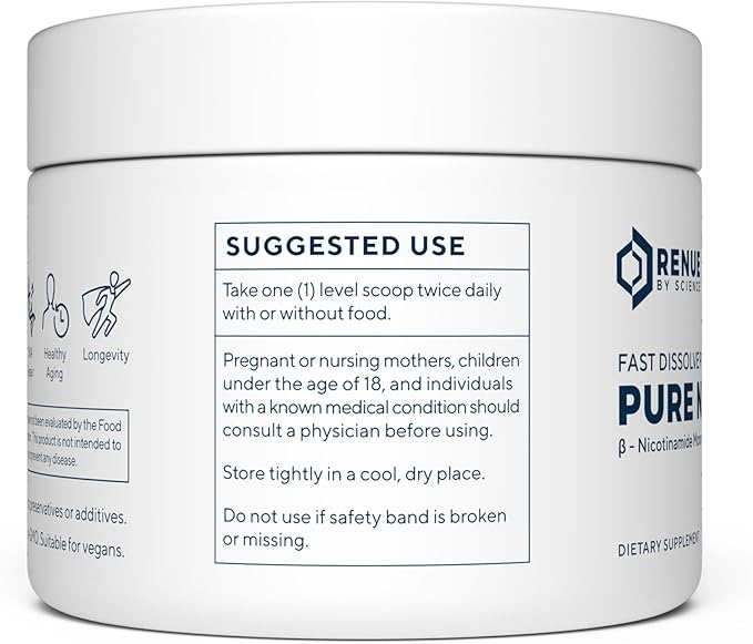 Renue By Science NMN Powder | 100g Fast Dissolve Powder Supplement | 500mg Nicotinamide Mononucleotide per Serving | Manufactured in the USA Third-Party Tested