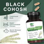 Black Cohosh Capsules,3000mg Strength,Black Cohosh Supplements for Women Menopause Hot Flashes,Non-GMO,60 Vegetarian Capsules