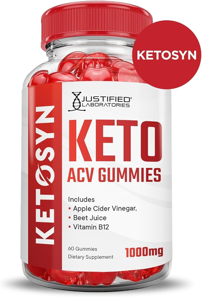 Justified Laboratories Ketosyn Keto ACV Gummies Advanced Formula 1000MG Ketosyn Keto Gummies Apple Cider Vinegar Formulated with Pomegranate Beet Juice Powder B12 Vegan Non GMO 60 Gummys