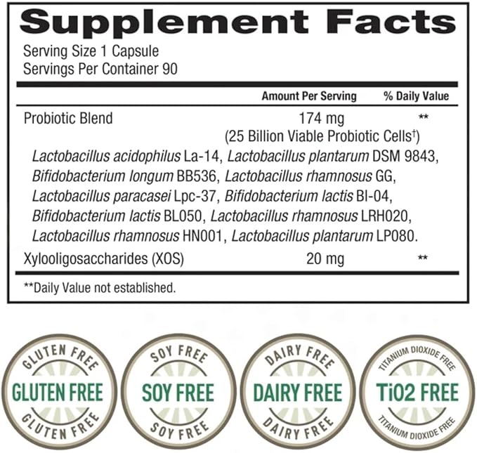 TRU Natures Women's Daily Probiotic, 25 Billion Viable Cells, 90 Vegetarian Capsules, 10 Probiotic Strains, Supports Vaginal, Digestive, Immune Health Sold by RCB Supplies