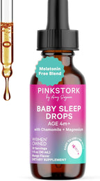 Pink Stork Baby Sleep Drops, Naturally Support Sleep Without Melatonin for Infants, Toddlers, and Kids, Aid Sleep with Chamomile and Magnesium, Baby Essentials for Bedtime, 1 oz, 30 Servings