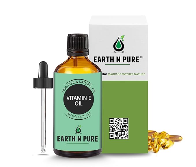 Earth N Pure Vitamin E Oil Therapeutic Grade for Skin, Hair and Nails with Glass Dropper - 100 ml