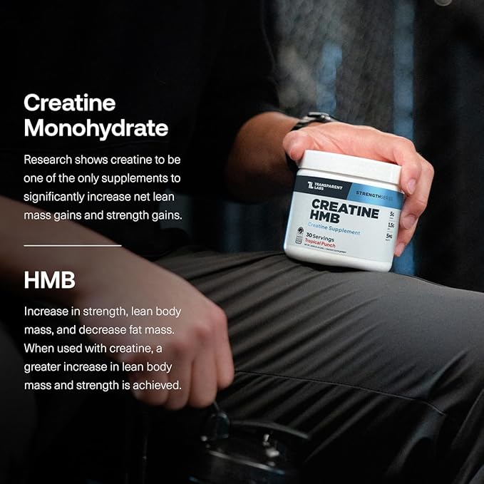 Transparent Labs Creatine HMB - Creatine Monohydrate Powder with HMB for Muscle Growth, Increased Strength, Enhanced Energy Output, and Improved Athletic Performance - 30 Servings, Hawaiian Splash