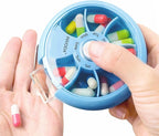 INVODA Weekly Pill Organizer 7 Compartment Rotating Pill Box for Daily Medication & Vitamins - Portable Travel Pill Case Fish Oil Supplements Vitamins Organizer (Pink+Blue)