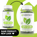 PUREFINITY Daily Super Greens Gummies with Spirulina, Spinach, Broccoli, Beet Root, Acai, and Other Vegetables, All-in-One Veggie Supplement – Non-GMO, Gluten Free, Vegan, 60 Count
