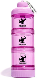 FuelStack Portable Protein Powder Container – Stackable Supplement Storage with Pill Organizer for Gym & Travel (Pink)