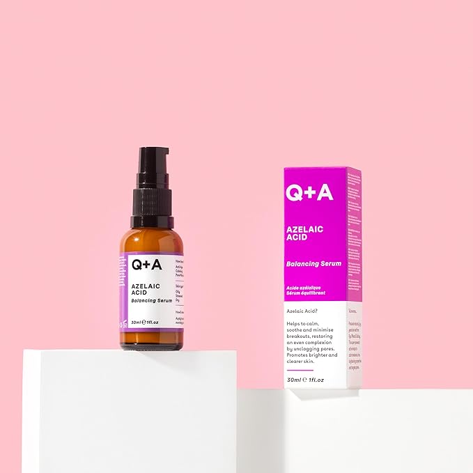 Q+A Azelaic Acid Balancing Serum (30ml), Natural Face Serum with Zinc PCA and Antioxidant Super Grains, Fragrance Free Skincare, Smoothes Skin