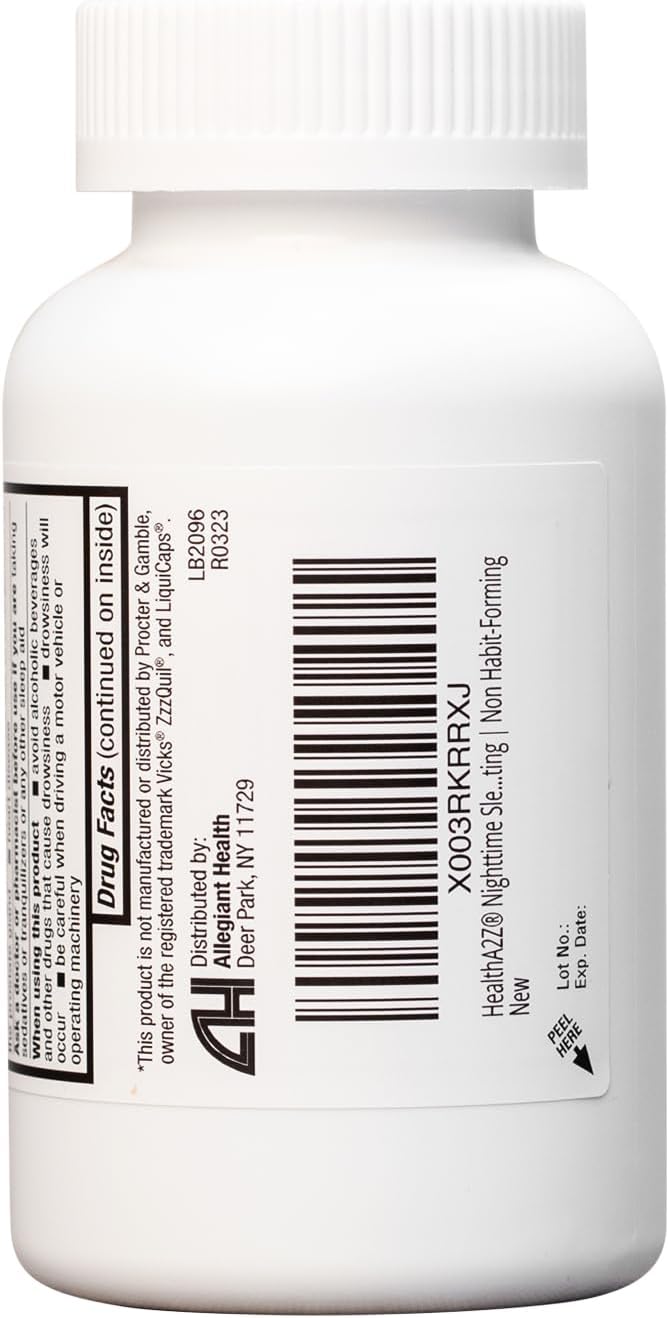 HealthA2Z Sleep Aid, Diphenhydramine HCl 25mg Softgels, Supports Deeper, Restful Sleeping, Non Habit-Forming (250 Softgels)