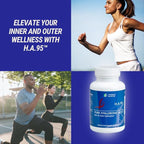 Longevity by Nature H.A.95 Hyaluronic Acid Supplements, Antioxidant, Skin Hydration, Eye, Joint, Natural Rooster Comb, 60 Capsules