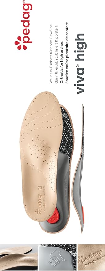 Pedag Viva High, Extra High Arch Support, Made in Germany, for Plantar Fasciitis, Metatarsal Support, Tan, US Women 11, Men 8, EU 41